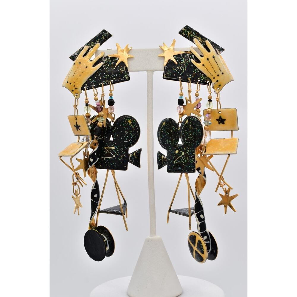 Lunch at The Ritz Vintage Director's Chair Clip On Earrings Actor Signed BinAO